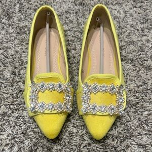 Chase + Chloe Yellow Embellished Flats